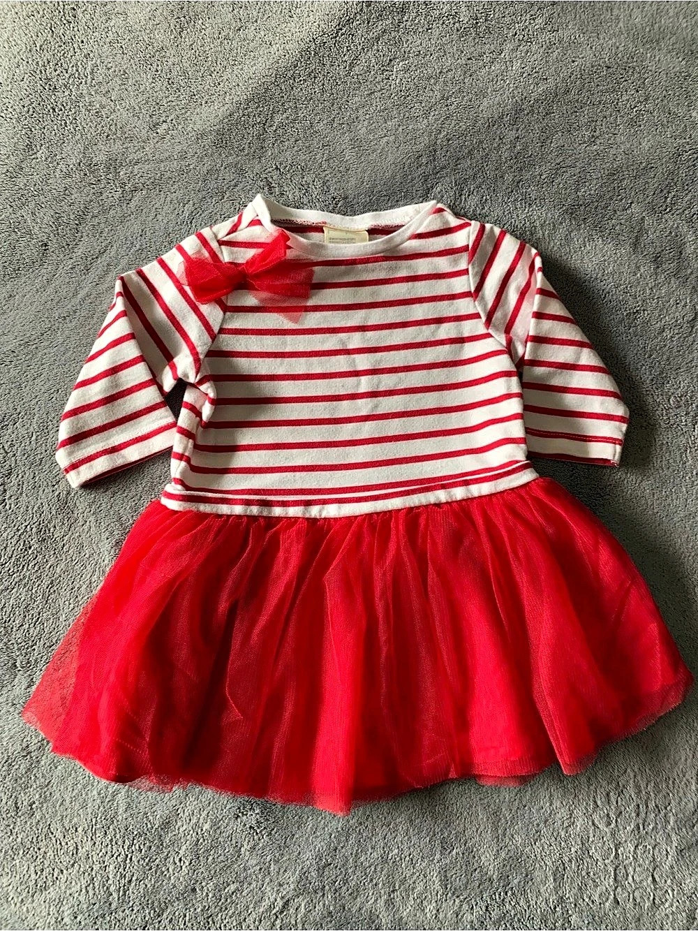 First Impressions Striped Tulle Party Dress Red & White Size 18 Months